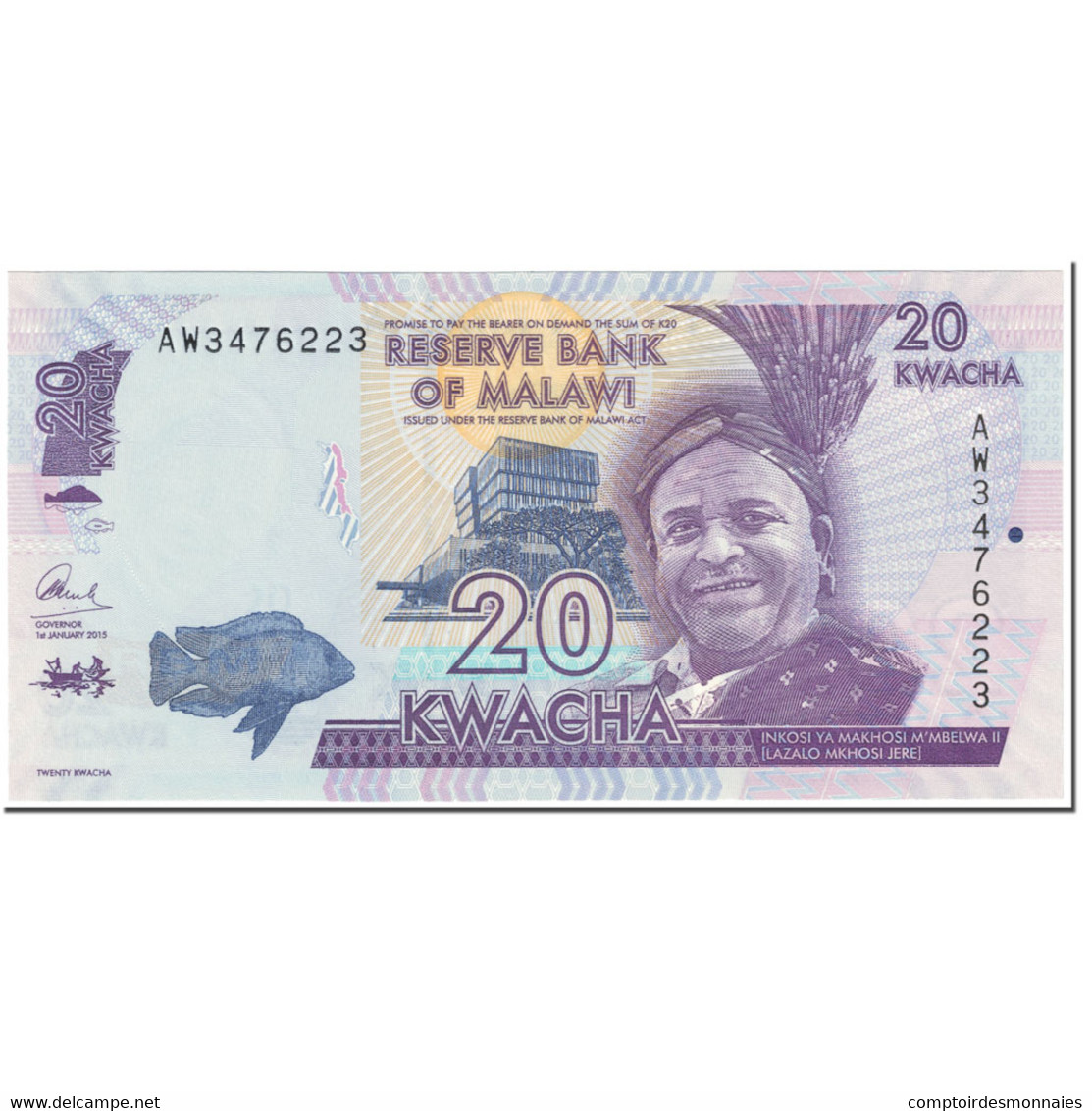 Billet, Malawi, 20 Kwacha, 2015, 2015.01.15, KM:63b, NEUF - Malawi