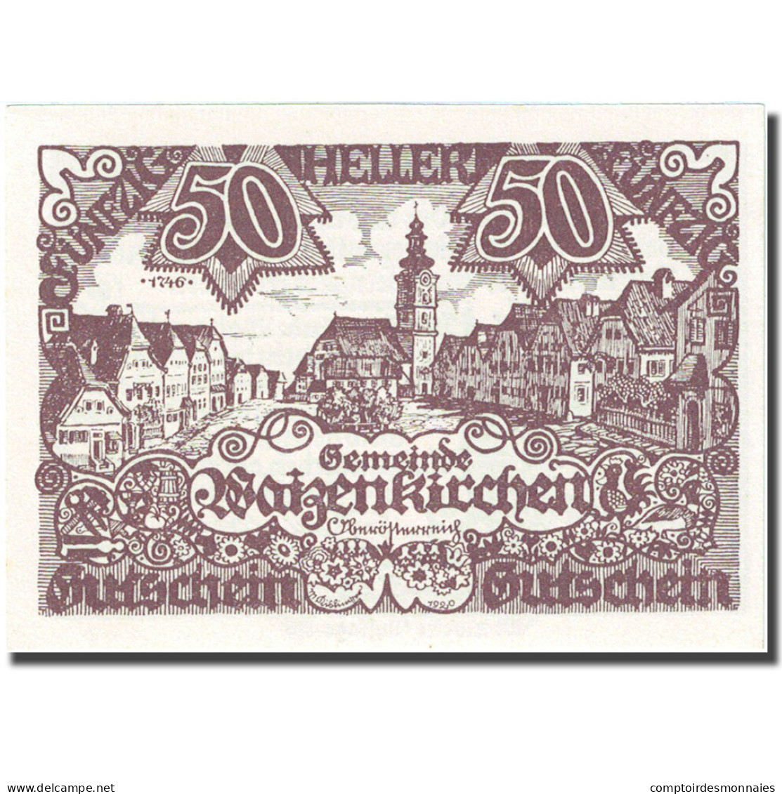 Billet, Autriche, Waizenkirchen, 50 Heller, Village, 1920 SPL+ Mehl: FS 1128b - Autriche