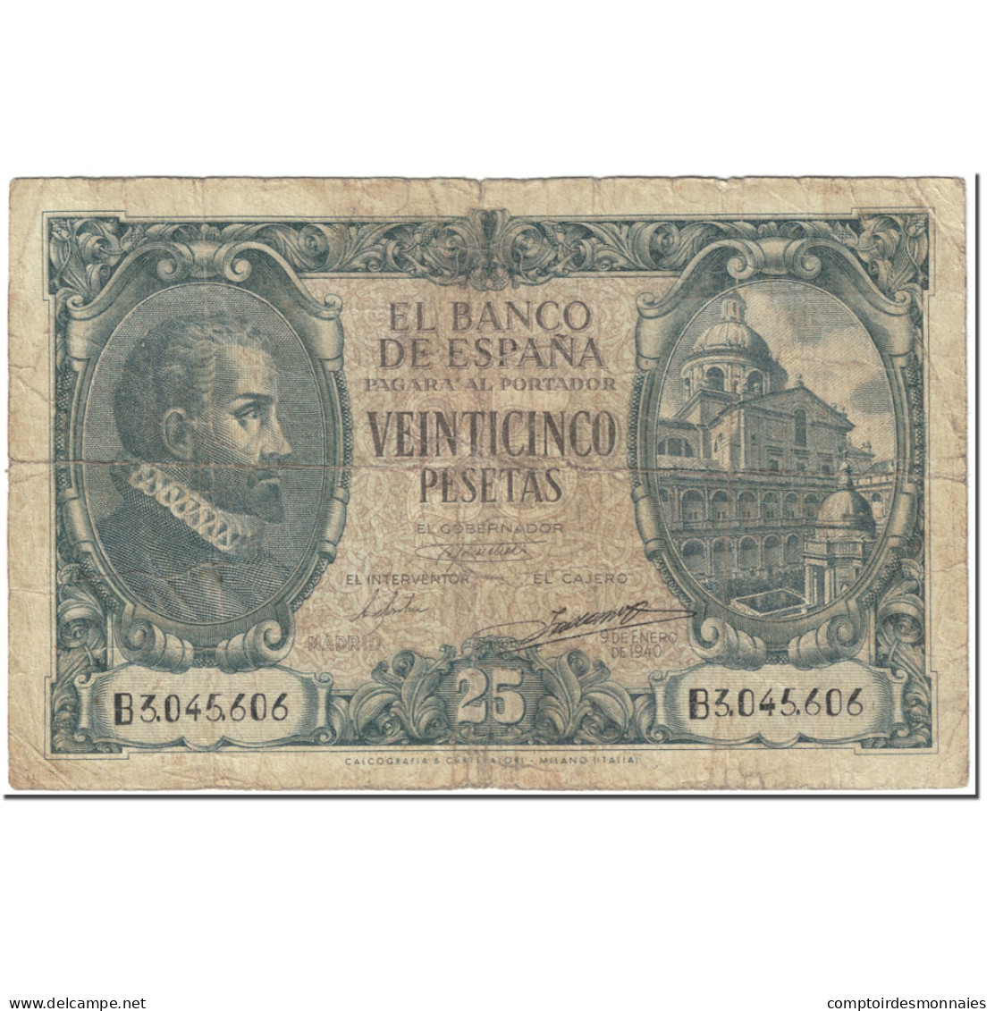 Billet, Espagne, 25 Pesetas, 1940, 1940-01-09, KM:116a, TB - 25 Peseten