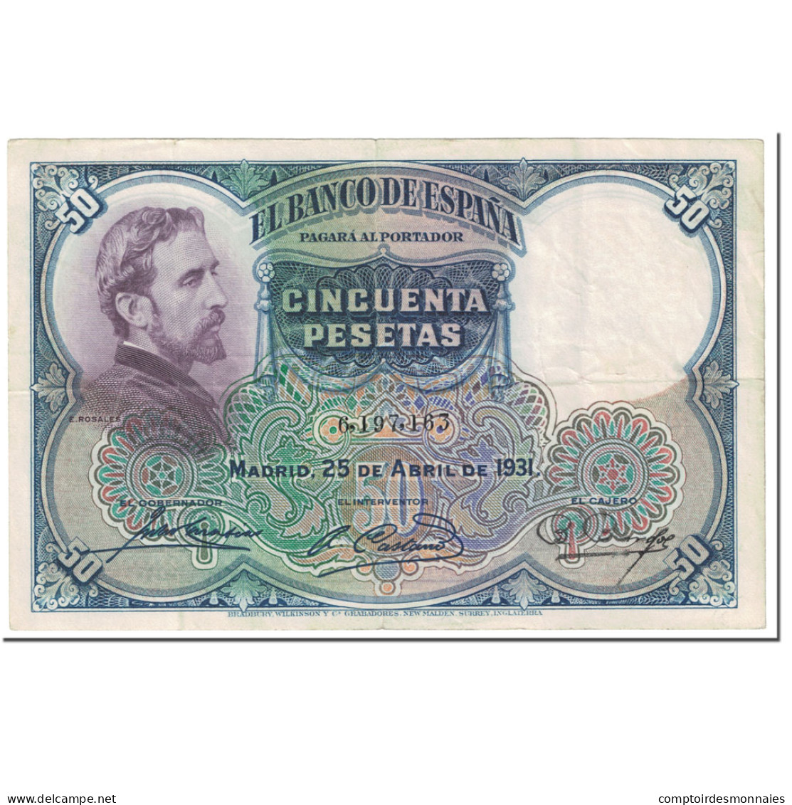 Billet, Espagne, 50 Pesetas, 1931, 1931-04-25, KM:82, TTB - 50 Pesetas