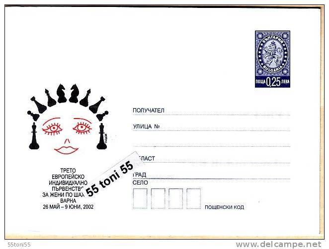 2002 European Women Chess Championship Varna  Postal Stationery Bulgaria / Bulgarie - Ajedrez