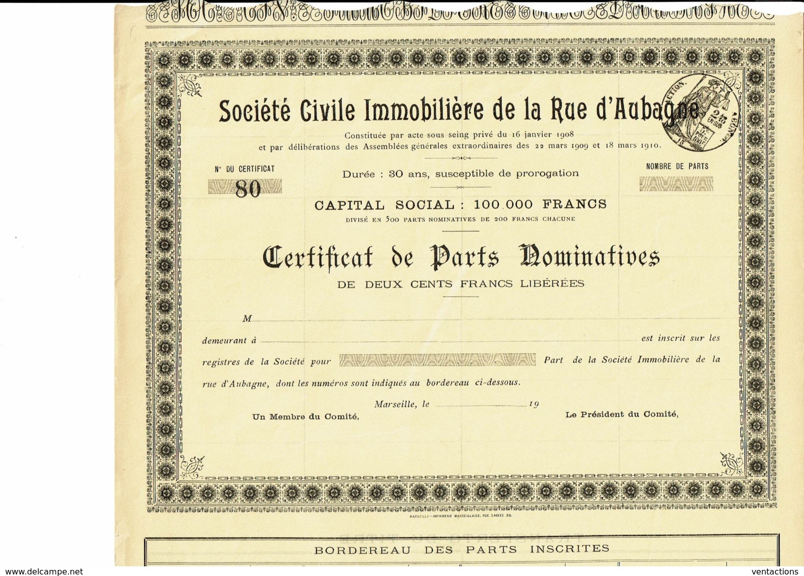 13-IMMOBILIERE DE LA RUE D'AUBAGNE. MARSEILLE. - Sonstige & Ohne Zuordnung