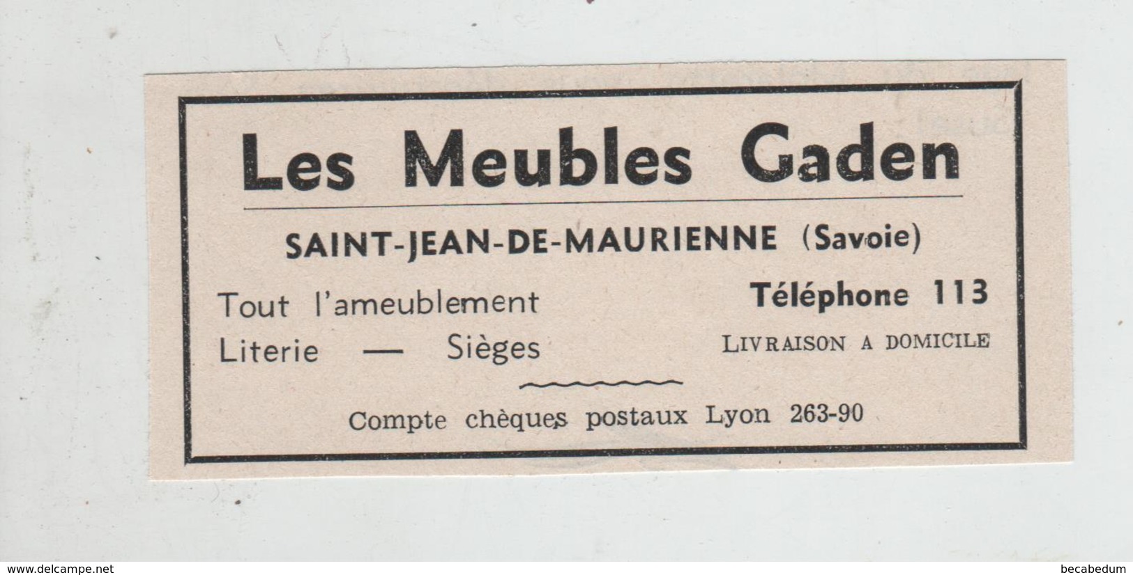 Publicité Les Meubles Gaden  Saint Jean De Maurienne - Reclame