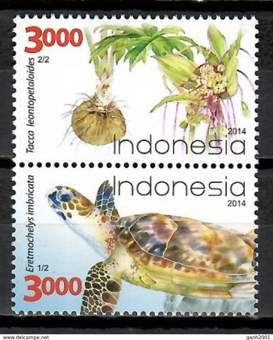 Indonesia 2014 / Turtle Flowers MNH Tortuga Flores Blumen Säugetiere / Cu10909  C5-28 - Turtles