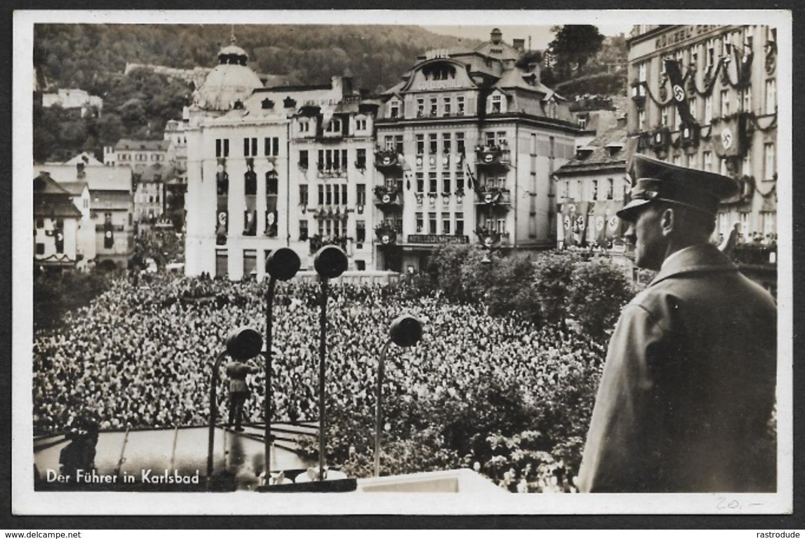 1938 - FOTOKARTE - SUDETENLAND - DER FÜHRER IN KARLSBAD - Mischfrankatur DR / Tschechoslowakei - Sudeten