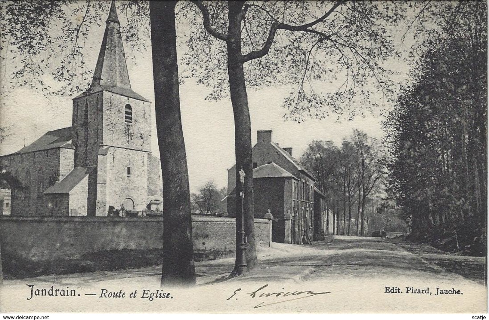 Jandrain.   -   Route Et Eglise.   Prachtige Kaart!    -   1900 Naar   Bruxelles - Orp-Jauche