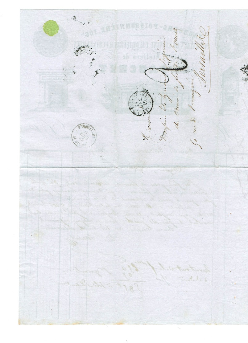 75 Paris 1849. TH Pauchet 106 Bis Fbg Poissonnière,Correspondance Illustrée Avec Cachets Postaux, Le Tout En Tb état. - 1800 – 1899