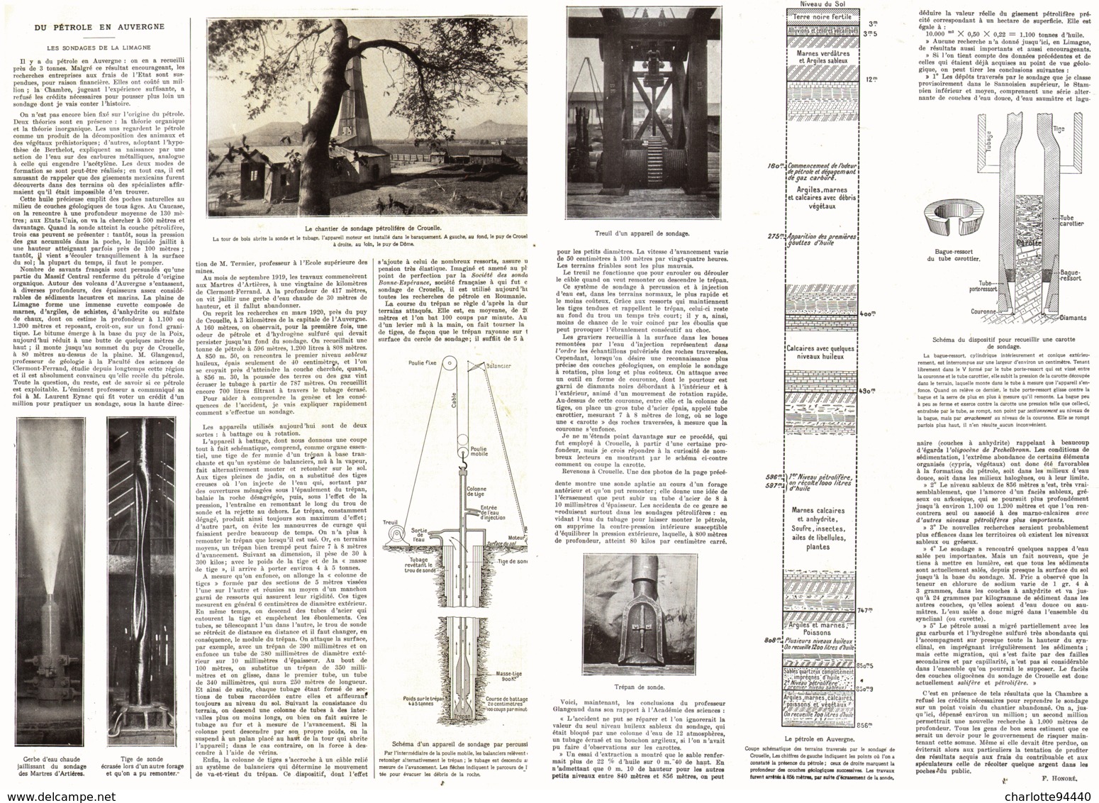 Du PETROLE En AUVERGNE  " LES SONDAGES De La LIMAGNE " " CROUELLE "  1923 - Auvergne