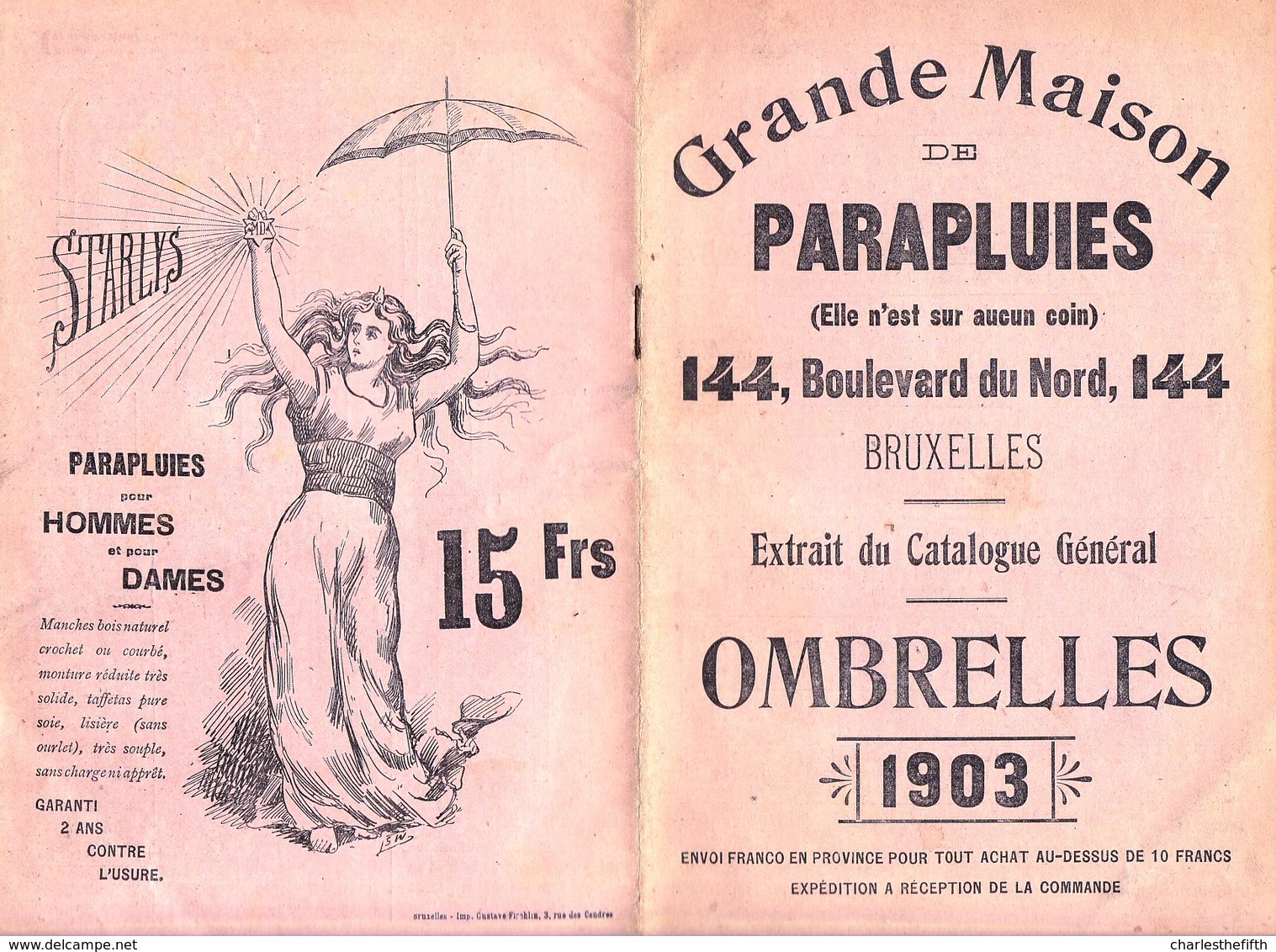 1903 LIVRET DE PUBLICITE DE PARAPLUIE STARLYS - SMALL BOOKLET OF PUBLICITY FOR UMBRELLA - 16 Pages - Publicités