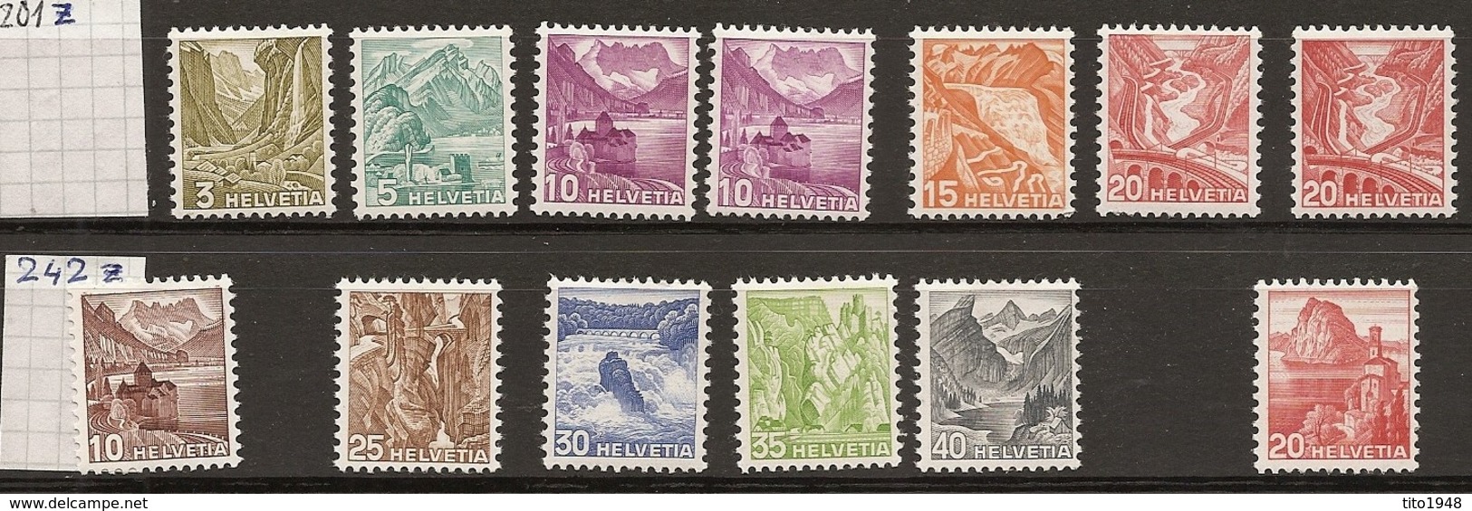 Schweiz, 1936, 201-209z + 215z,  242z,  13 Werte**, Kat. Fr. 145.00, Siehe Scan! - Unused Stamps