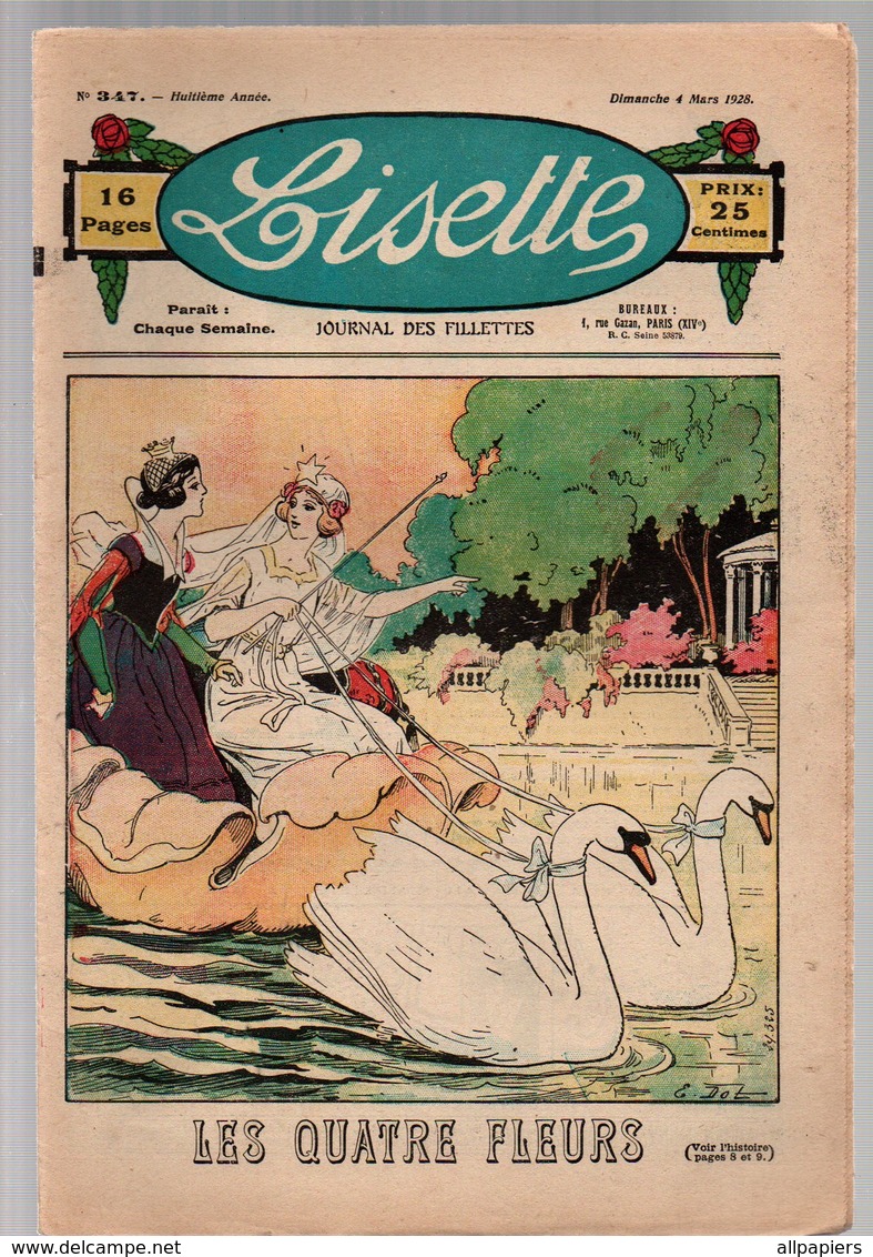 Lisette N°347 Les Quatre Fleurs - Pensez à La Dame Qui N'avait Pas De Papier - Rosace Au Crochet Genre Venise De 1928 - Lisette