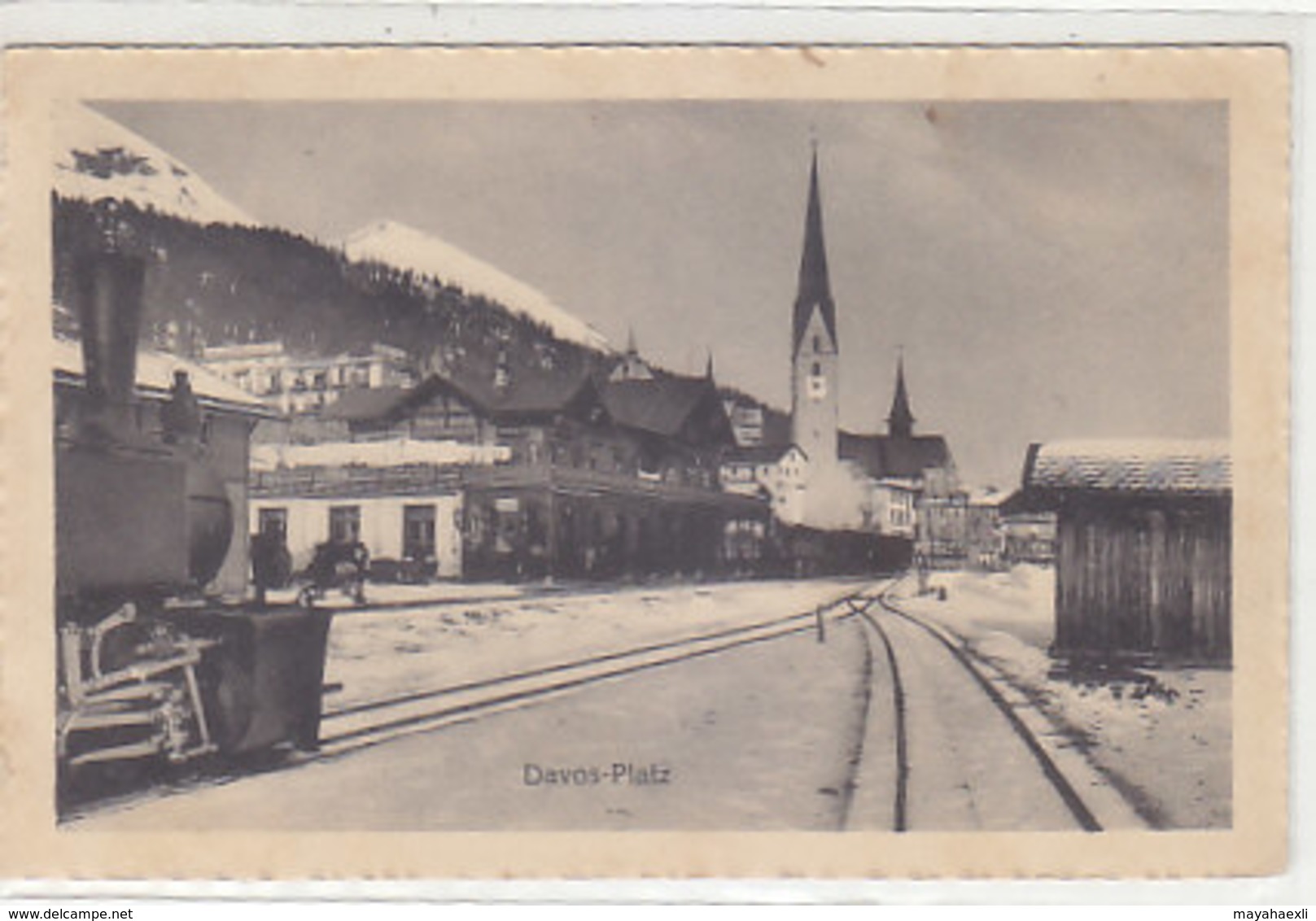 Davos-Platz - Bahnhof Mit Dampfzug - 1914    (90301) - Davos