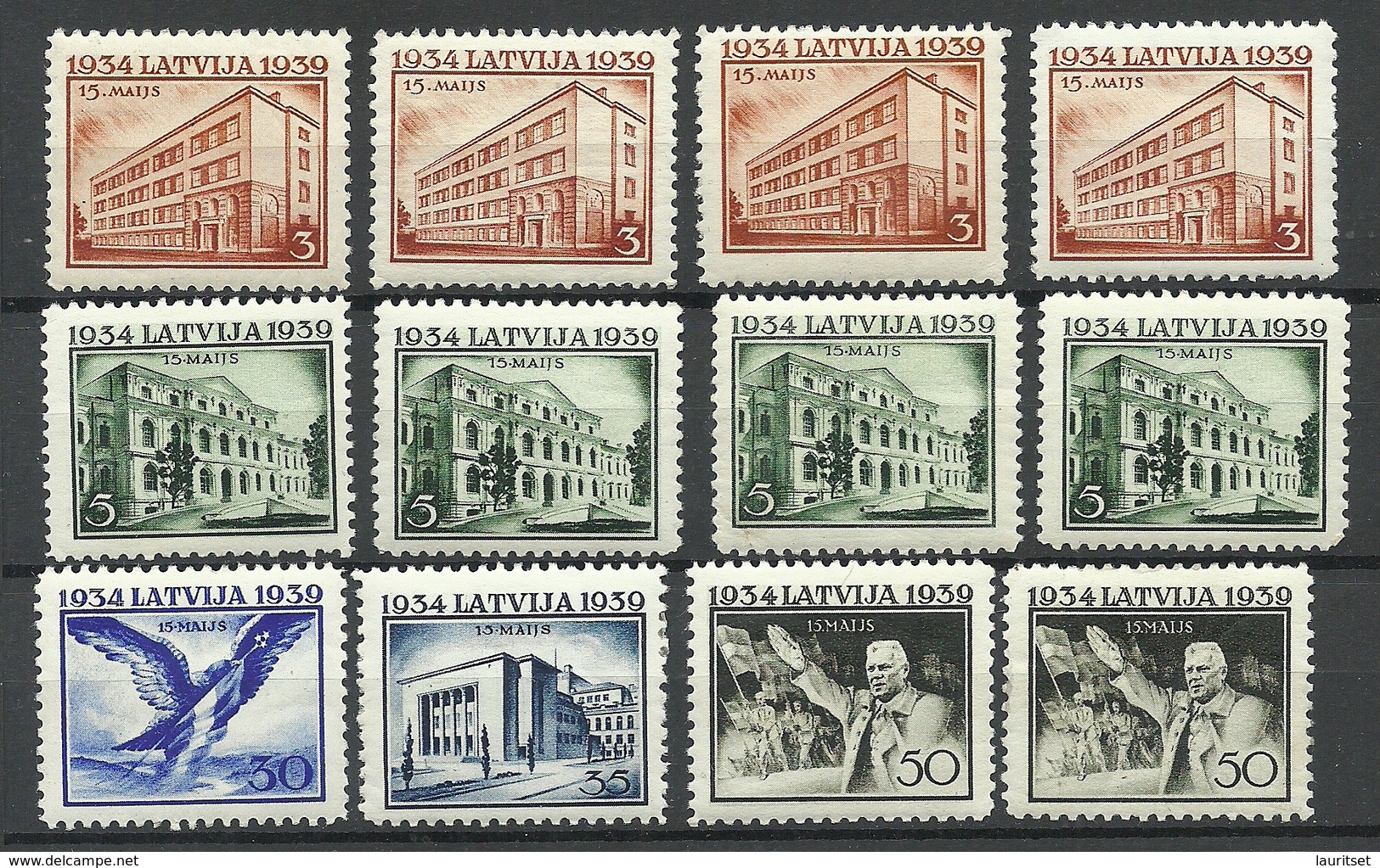 LETTLAND Latvia 1939 Lot Aus Michel 271 - 278 * - Lettland