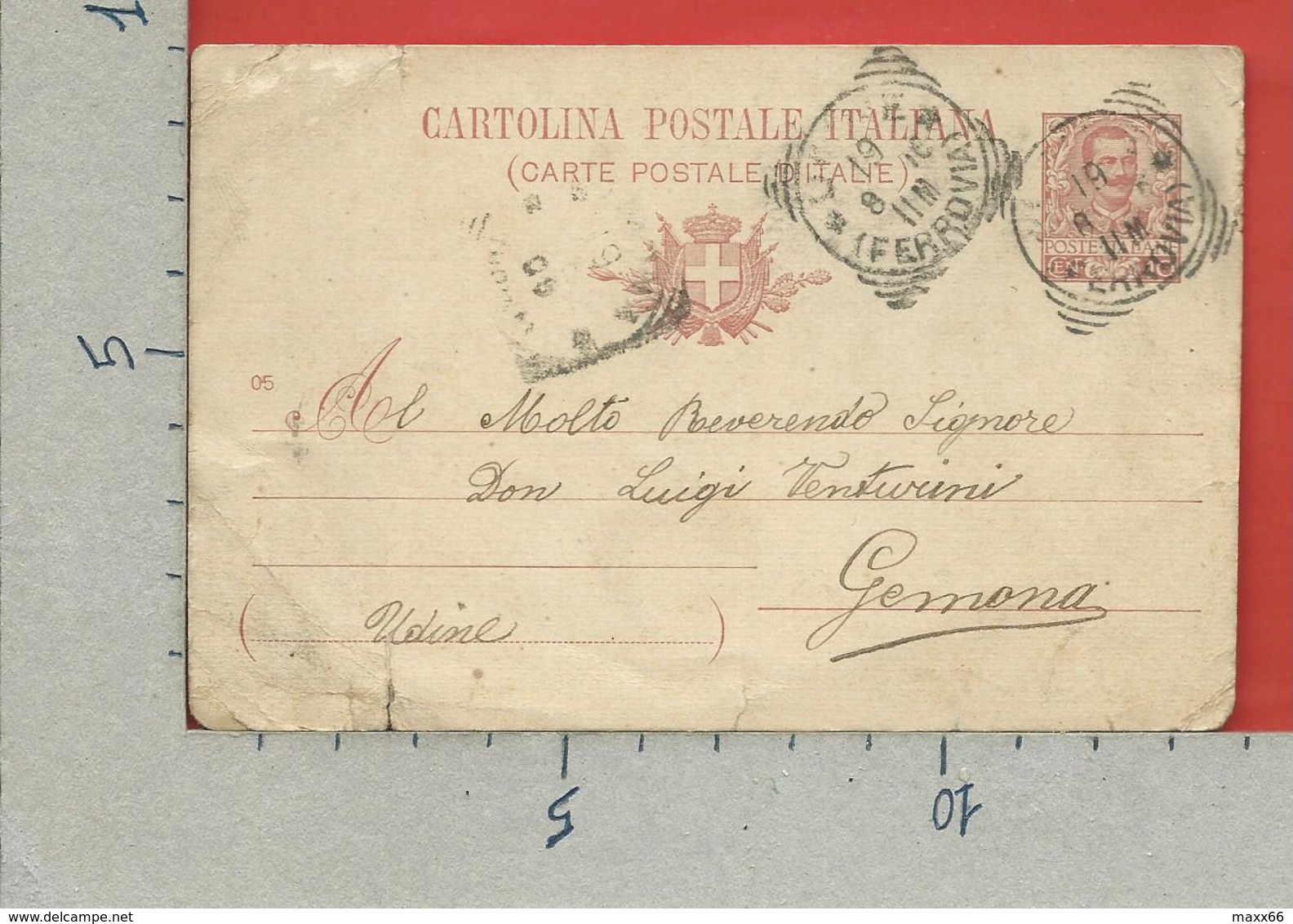 CARTOLINA POSTALE VG ITALIA - Tipo Floreale V. Emanuele III - GEMONA  1906 - S. CP30 MILL. 05 - Interi Postali