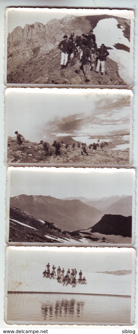 LOT DE 4 PHOTOS - Chasseurs Alpins (chapeau De Gendarme, Col De La Pare..) - Guerre, Militaire