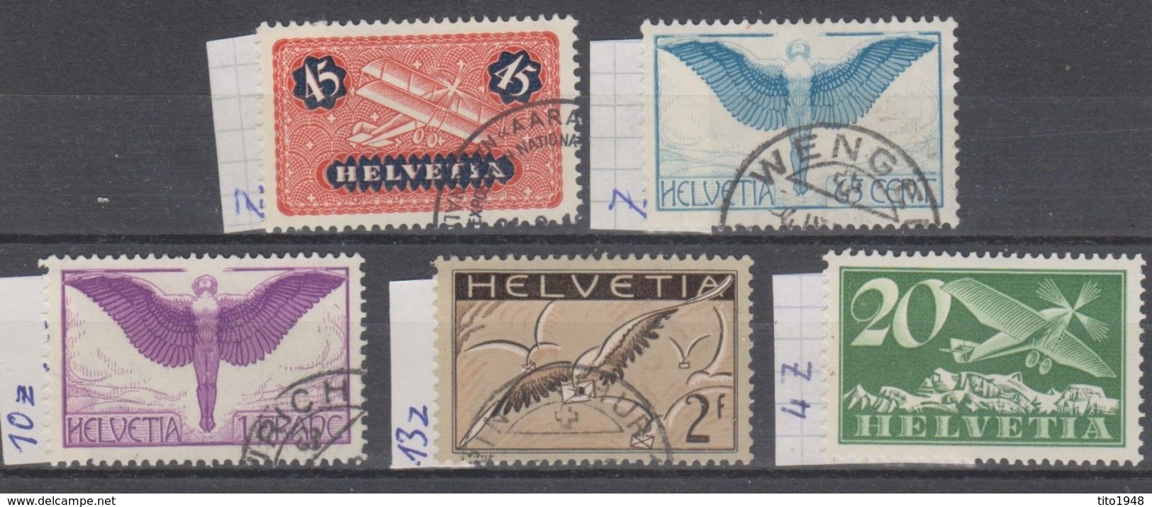 Schweiz, 1933 Flugpost Geriffeltes Papier, 5 Werte ,  Siehe Scan! - Used Stamps