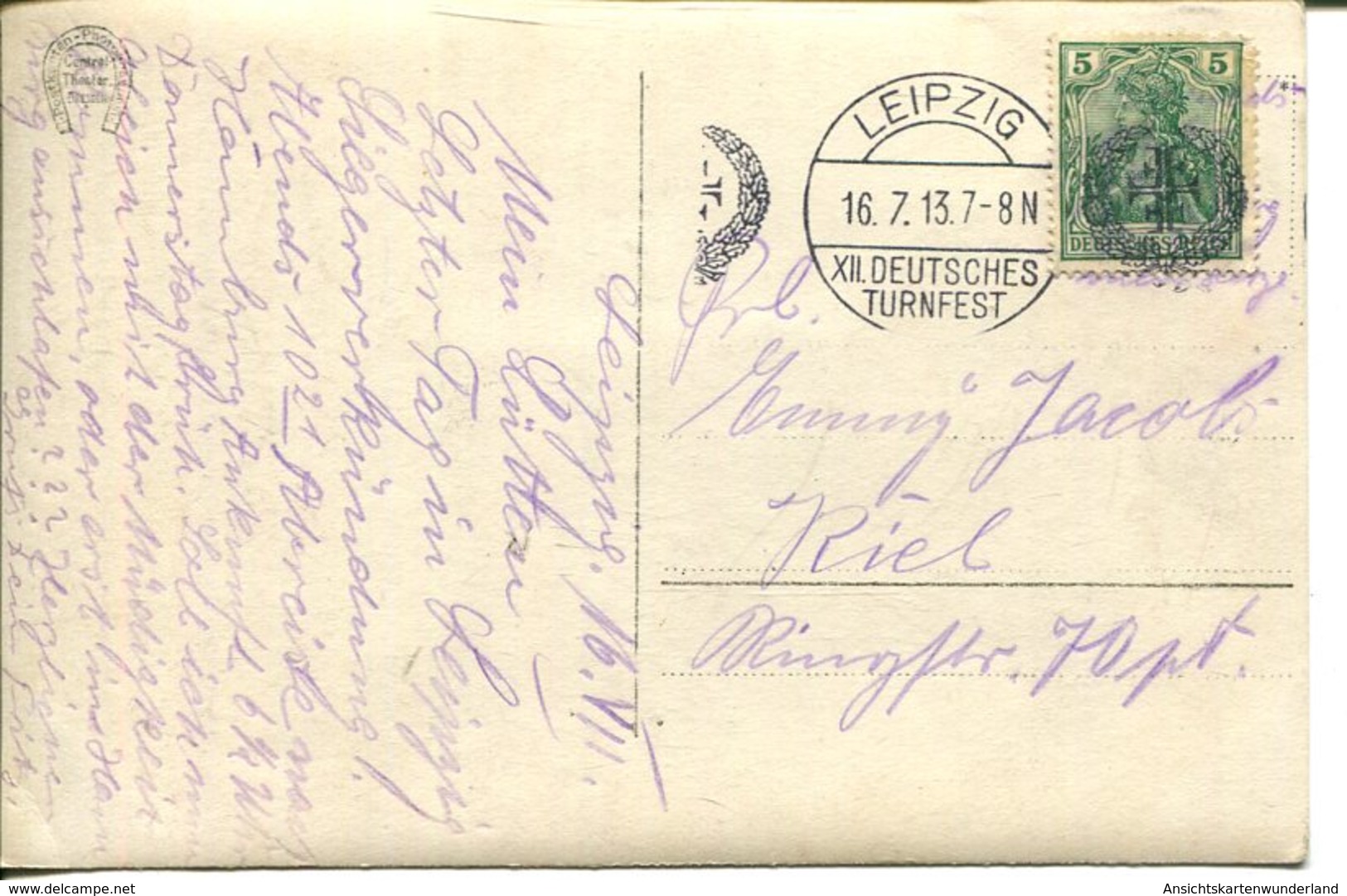 006729  5 Männer Mit Stempel XII. Deutsches Turnfest Leipzig 1913 - Leipzig