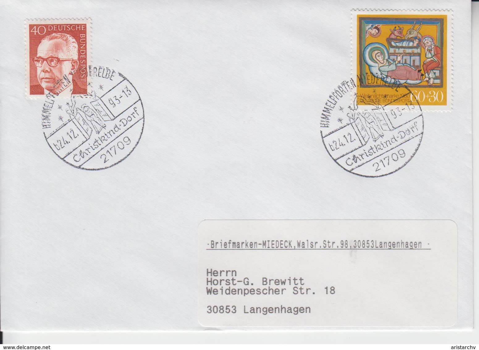 GERMANY 1993 CHRISTMAS CHRISTKIND-DORF COVER - Christmas