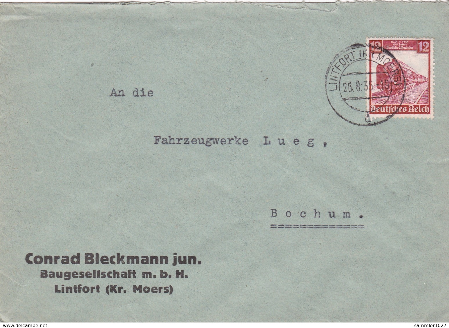 Brief Aus Lintfort 1935 - Lettres & Documents