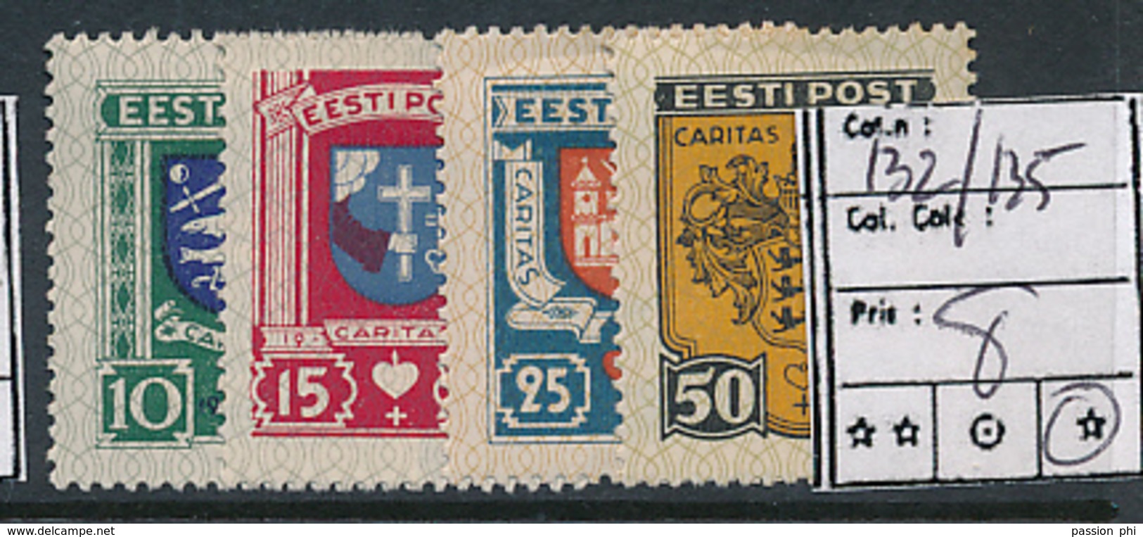 ESTONIA ESTONIE YVERT 132/135 LH - Estonie