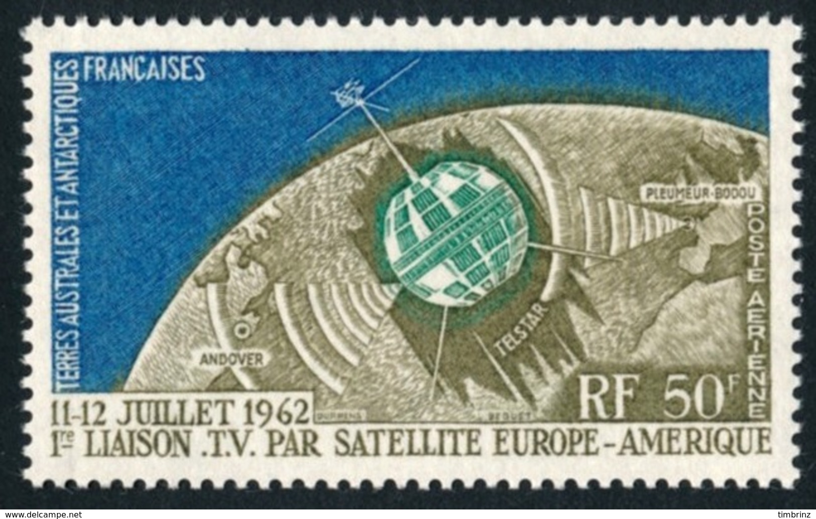 TAAF 1963 - Yv. PA 6 *   Cote= 40,00 EUR - Liaison TV Par Satellite  ..Réf.TAF21027 - Poste Aérienne