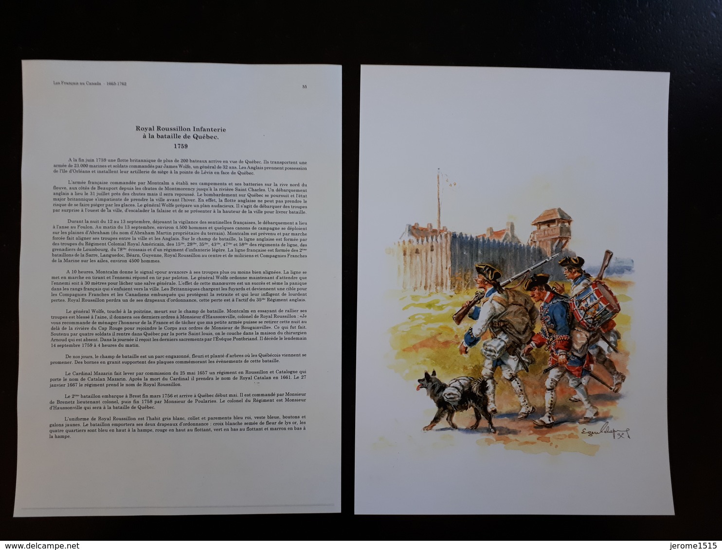 Affiche : Les Français Au Canada, Royal Roussillon Infanterie 1759 BAT De Québec - Documents