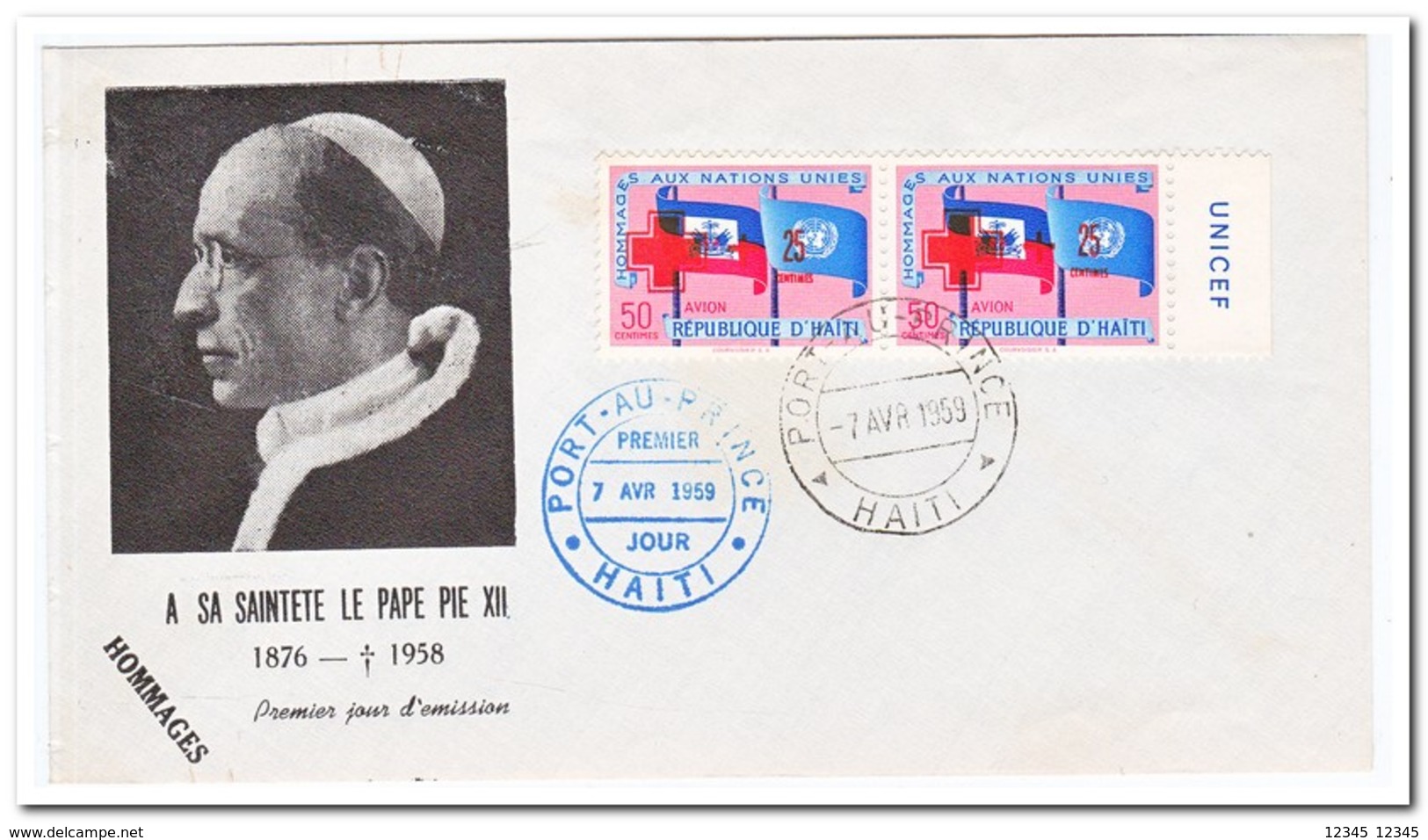 Haïti, 12 letters with red cross stamps