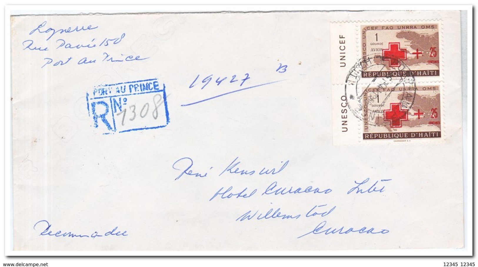 Haïti, 12 letters with red cross stamps