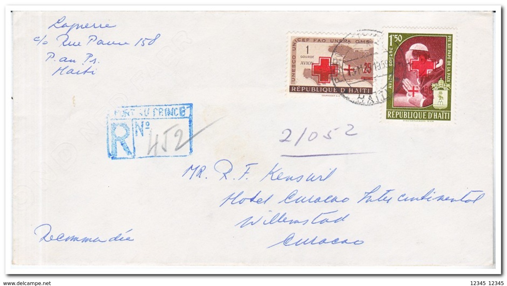 Haïti, 12 letters with red cross stamps