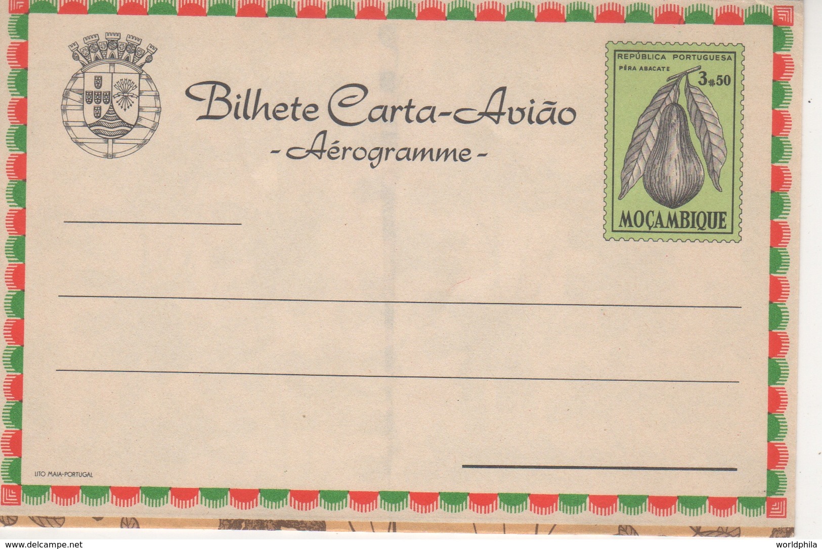 Portugal Province Mozambique 1964 "Peanut", "Pear Avocado" Aerogramme, Air Letter. H&G F31 MINT XII - Mozambique