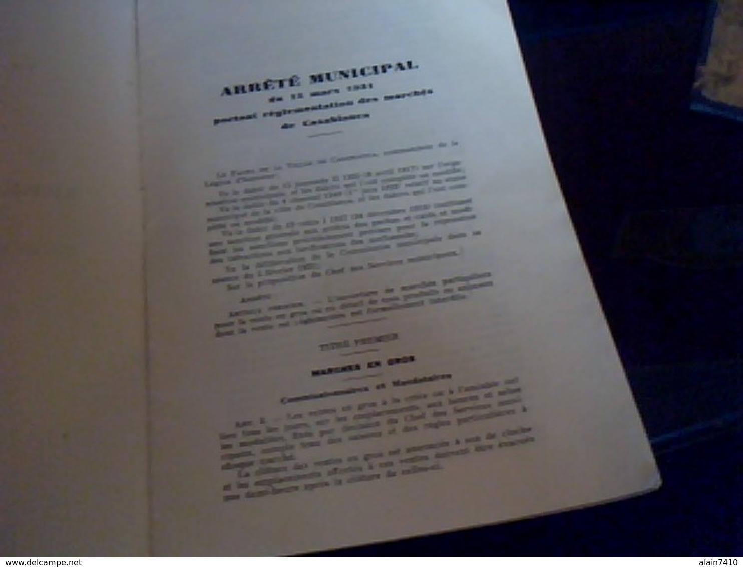 Vieux Papier  Colonial Livret Arrètè Municipal De 1931 Sur La Reglementation Des Marchès De Casablanca  Maroc - Non Classés