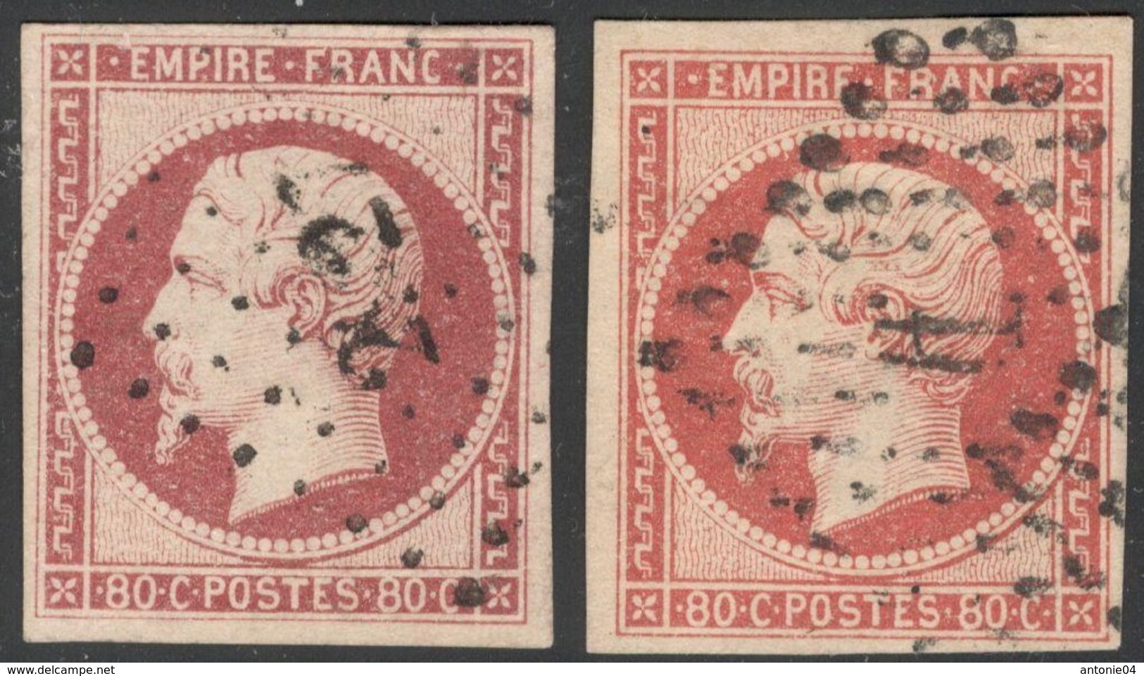France Yvert 17A, 17Aa Oblit. TB Luxe Cote EUR 140+  (numéro Du Lot 465C) - 1853-1860 Napoleon III