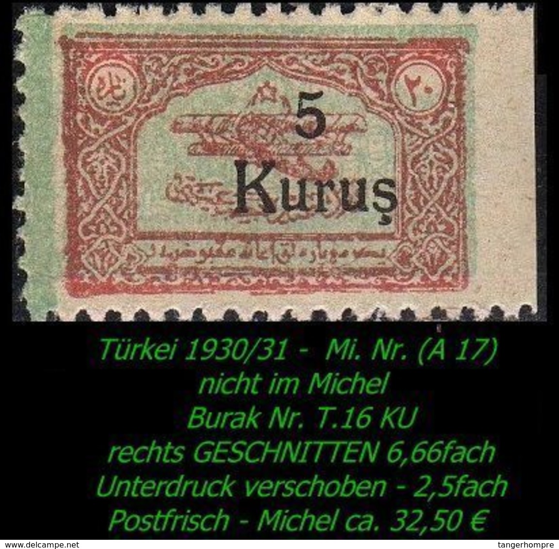 Luftfahrt - (Mi. Nr. A 17) - Burak T. 16 KU - Ungebraucht