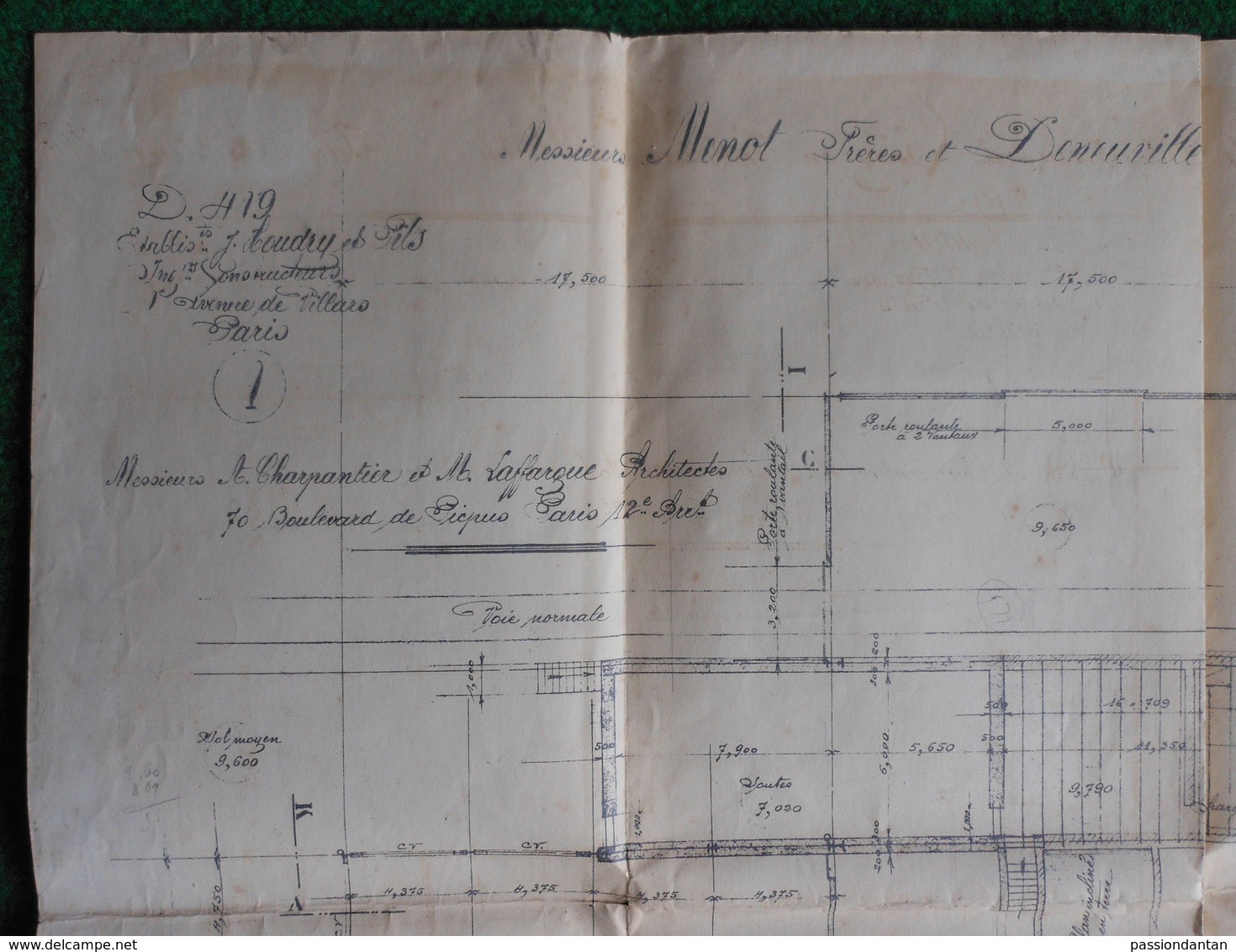 Plan De Construction De L'Usine Menot Frères Et Deneuville à Crépy En Valois - Année 1921 - Arquitectura