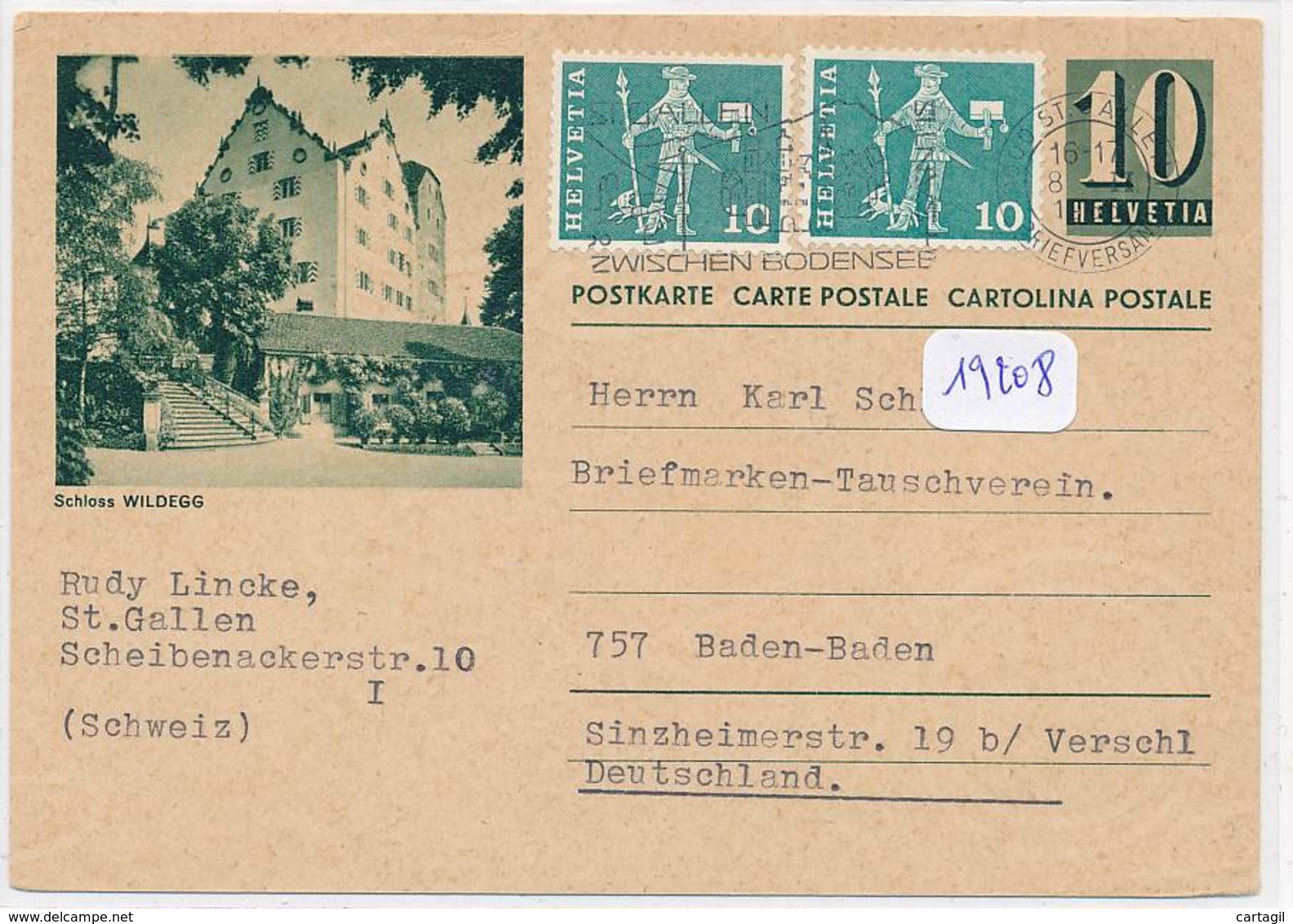 Philatélie12608 - Suisse   Entier Postal Schloss Wildegg ( Catégorie, Nature,  état...  Scans ) - Interi Postali