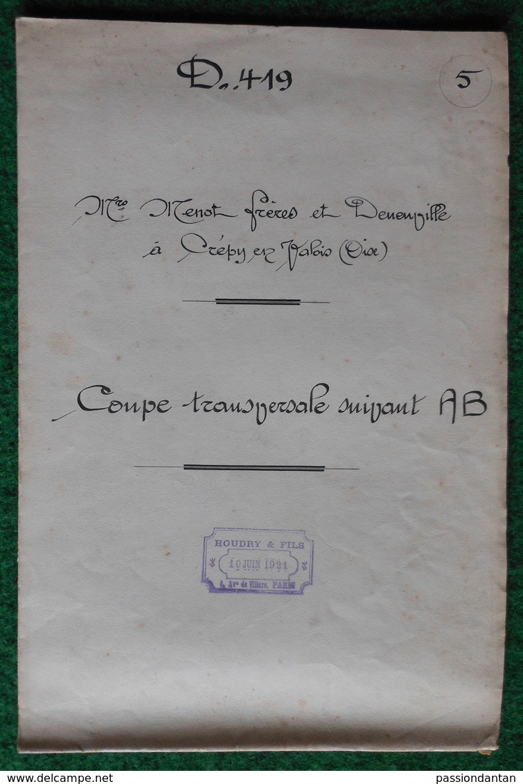 Plan De Construction D'une Usine à Crépy En Valois - Établissements Menot Frères Et Deneuville - Architecture