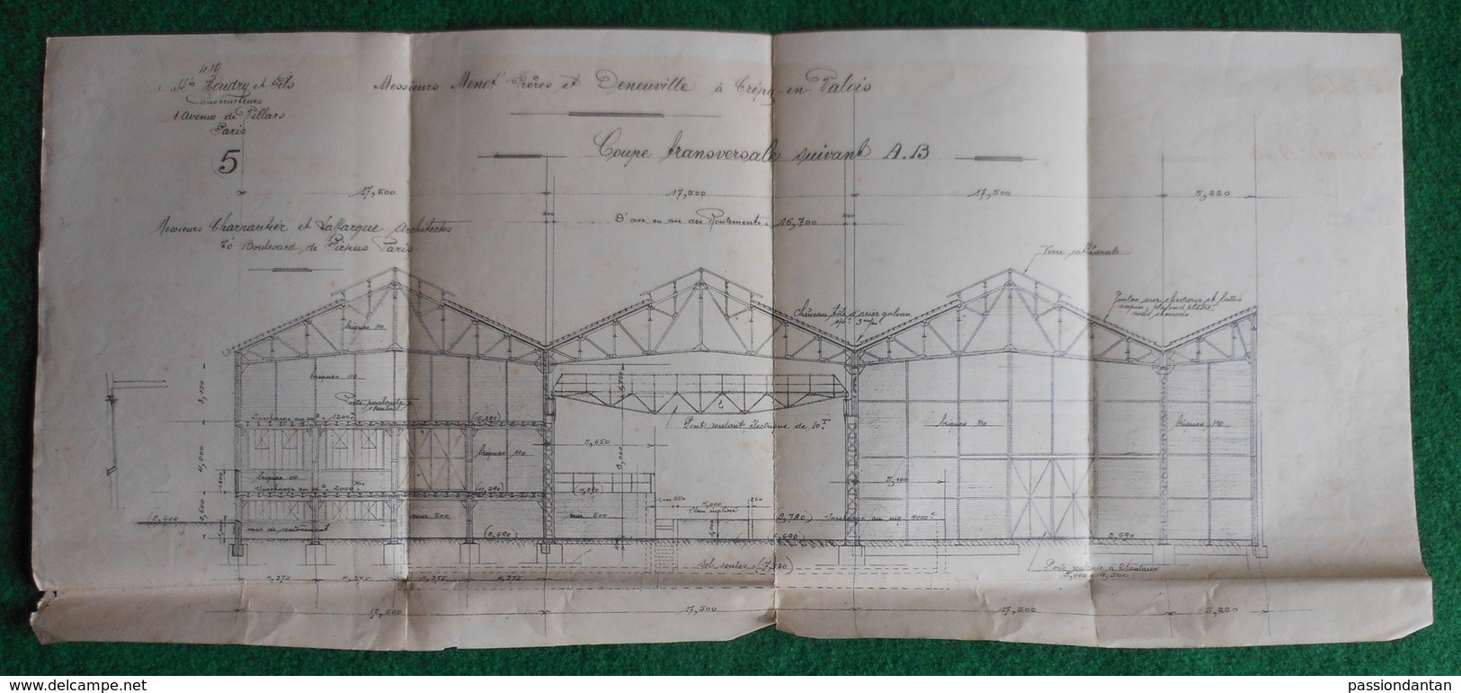 Plan De Construction D'une Usine à Crépy En Valois - Établissements Menot Frères Et Deneuville - Architecture