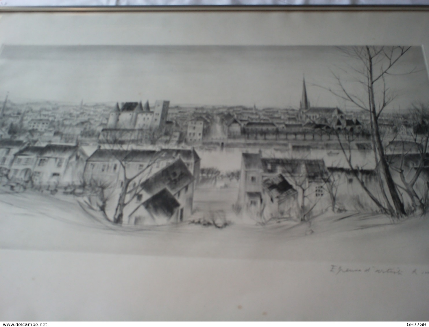 Litho. Nemours R.W. THOMAS "épreuve D'artiste" -lithographie 76,5 X 56,5cm -SEINE-et-MARNE -château - Lithographies