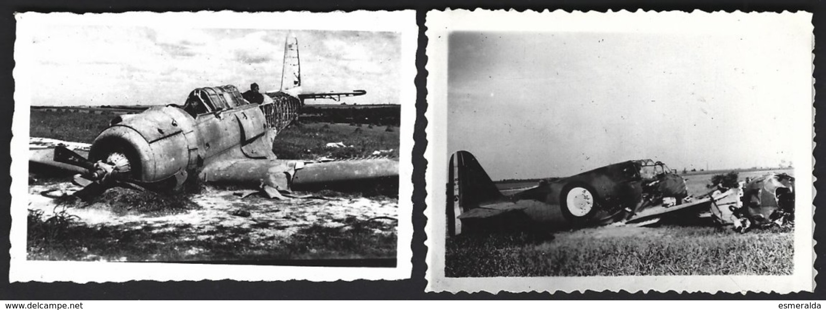 Guerre 1940-1945, Lieu Non Identifié? épaves 2 Avions Anglais Ou Français?, Photo Véritables - Aviazione
