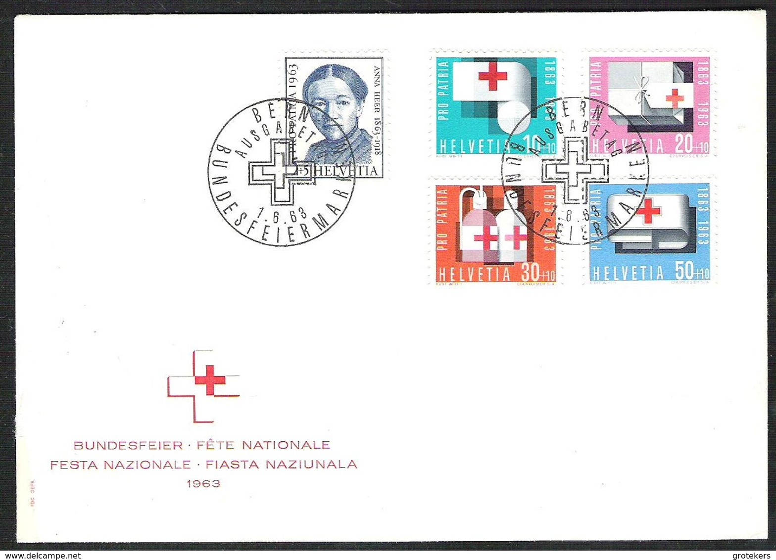 SWITSERLAND Pro Patria 1963 On FDC Without Address (Michel 775/779) - FDC