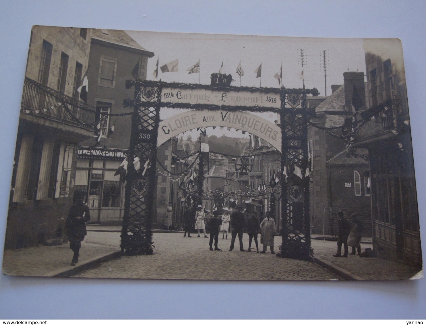 Ancienne Carte Postale Photo Cpa Carrepuits Fouquescourt Gloire Aux Vainqueurs Guerre 1914 1918 Animée - Autres & Non Classés