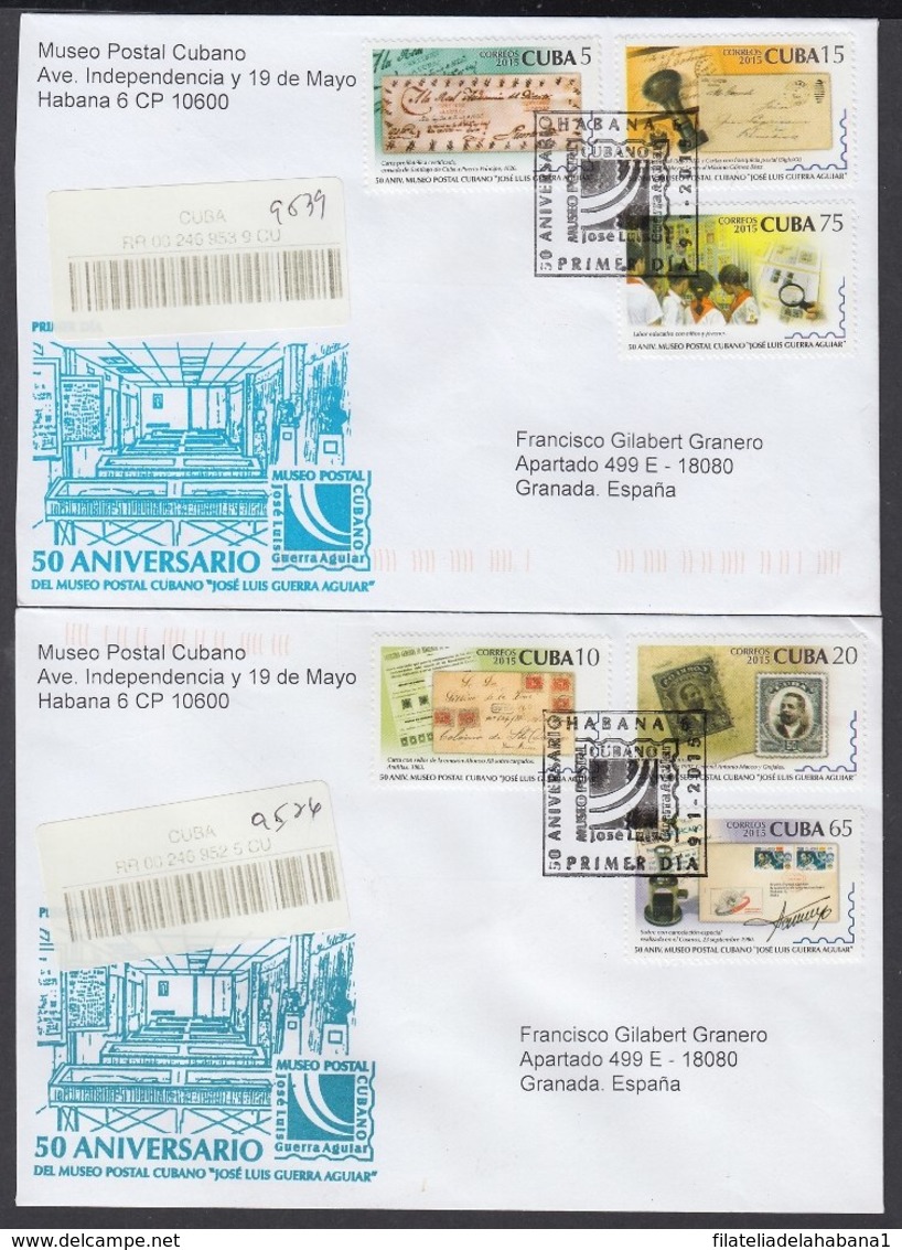 2015-FDC-61 CUBA FDC 2015. REGISTERED COVER TO SPAIN. 50 ANIV MUSEO POSTAL CUBANO, POSTAL HISTORY - FDC