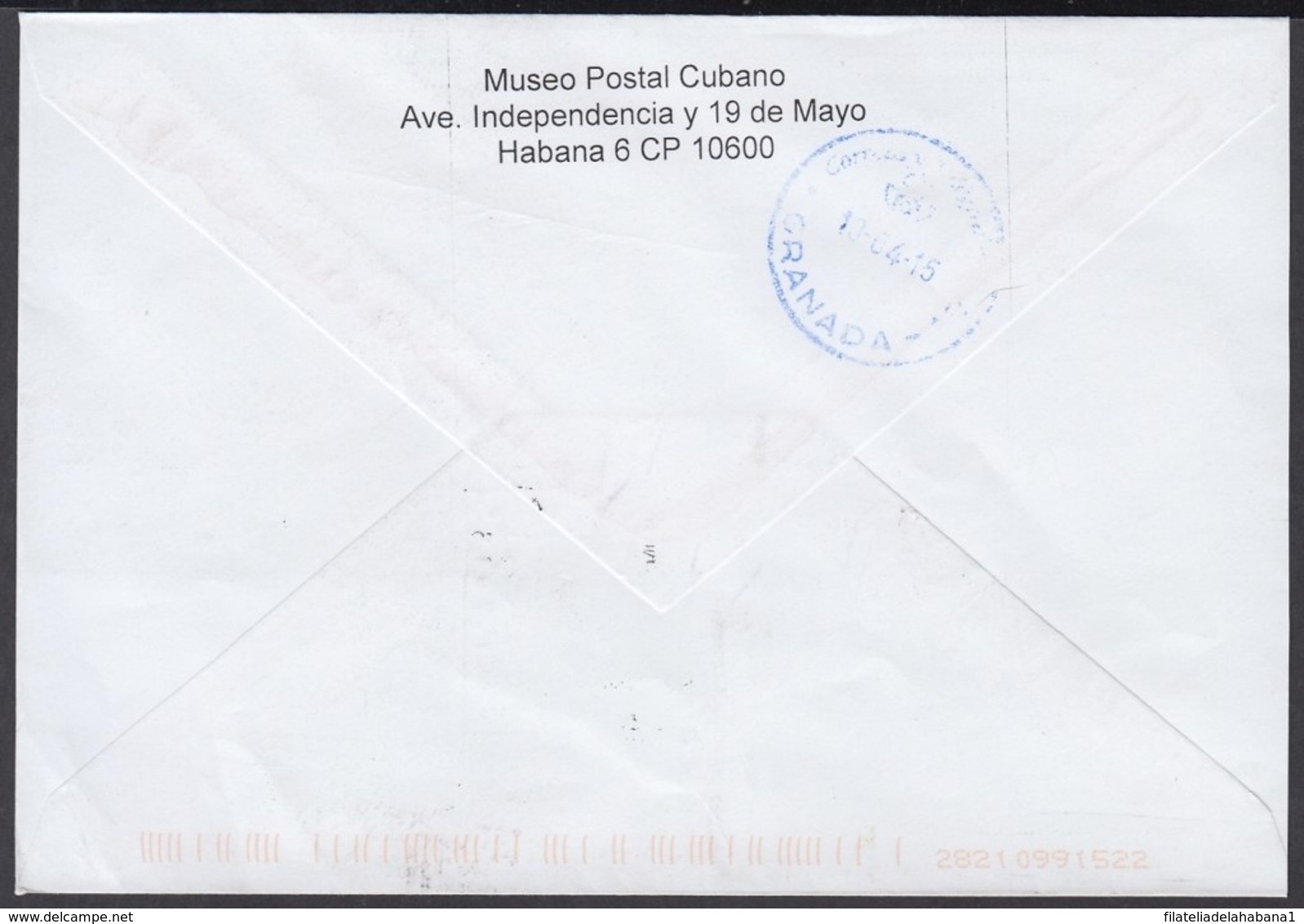 2015-FDC-61 CUBA FDC 2015. REGISTERED COVER TO SPAIN. 50 ANIV MUSEO POSTAL CUBANO, POSTAL HISTORY - FDC