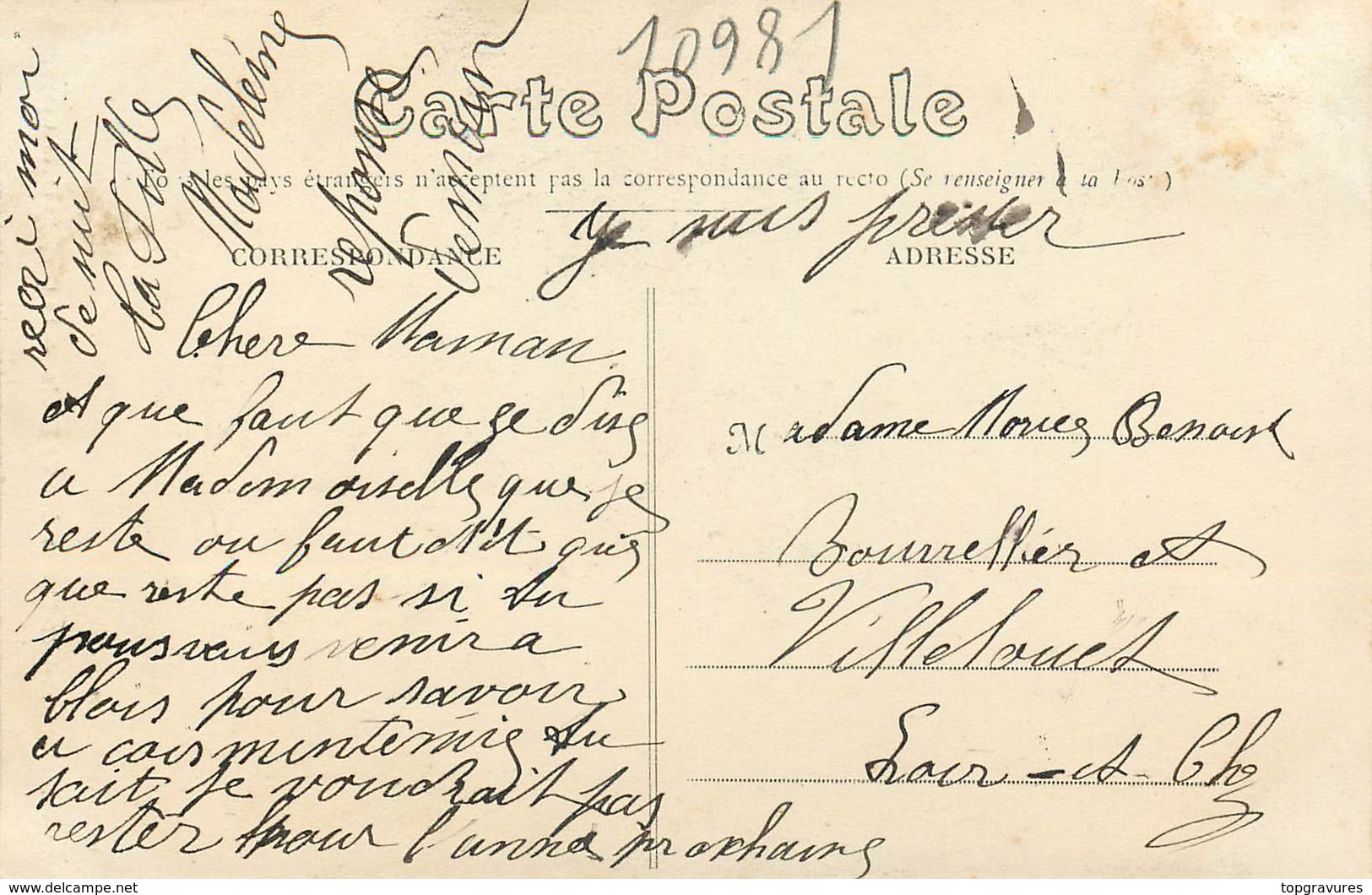 CP PENSIONNAT STE-GENEVIEVE DE BLOIS CHAPELLE STATUE 31 MAI 1910 - Blois