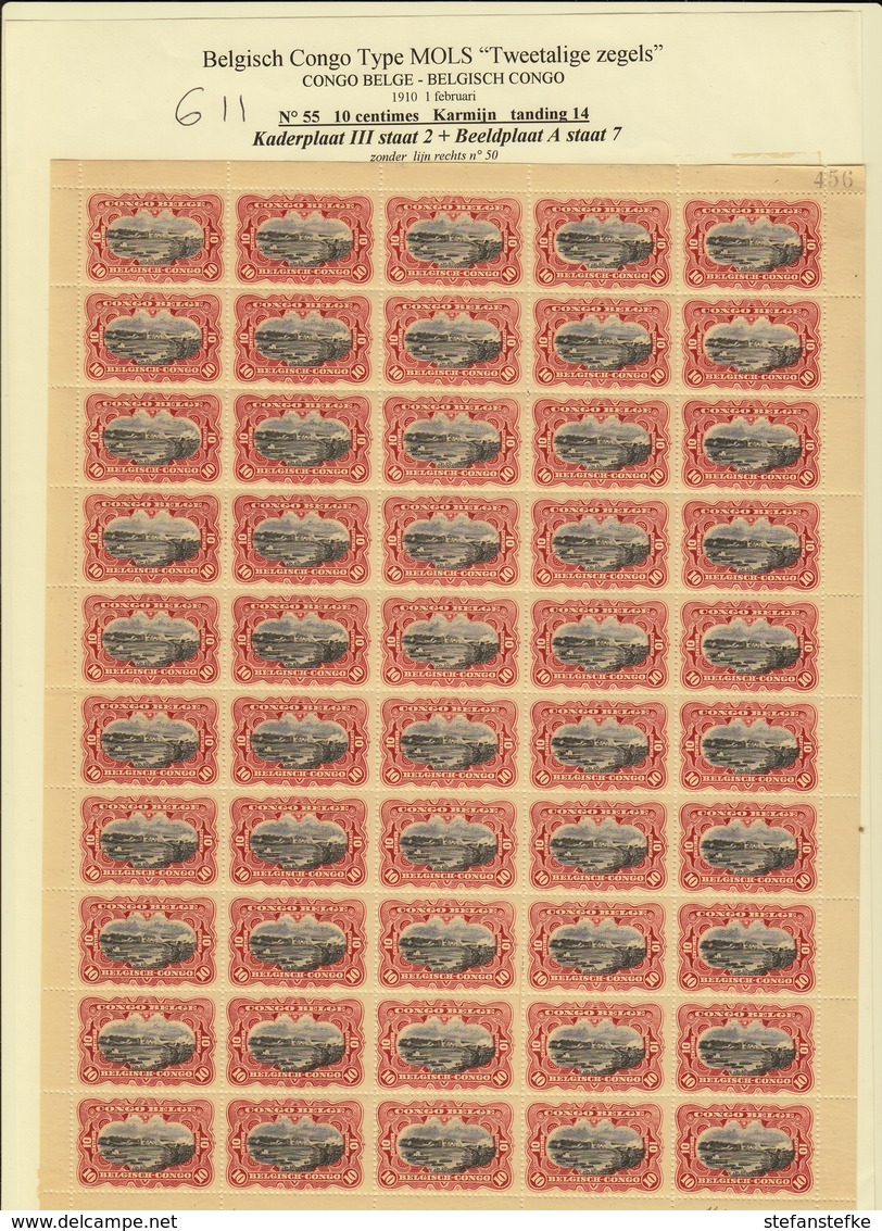 Congo Belge Ocb Nr: 55 ** MNH (zie Scan) III2 A7 T14 - Full Sheets