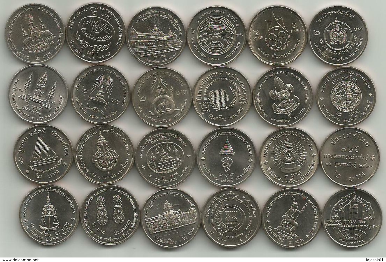 Thailand 1985-1996. Collection Of 24 Different Commemorative 2 Baht Coins All High Grade - Tailandia