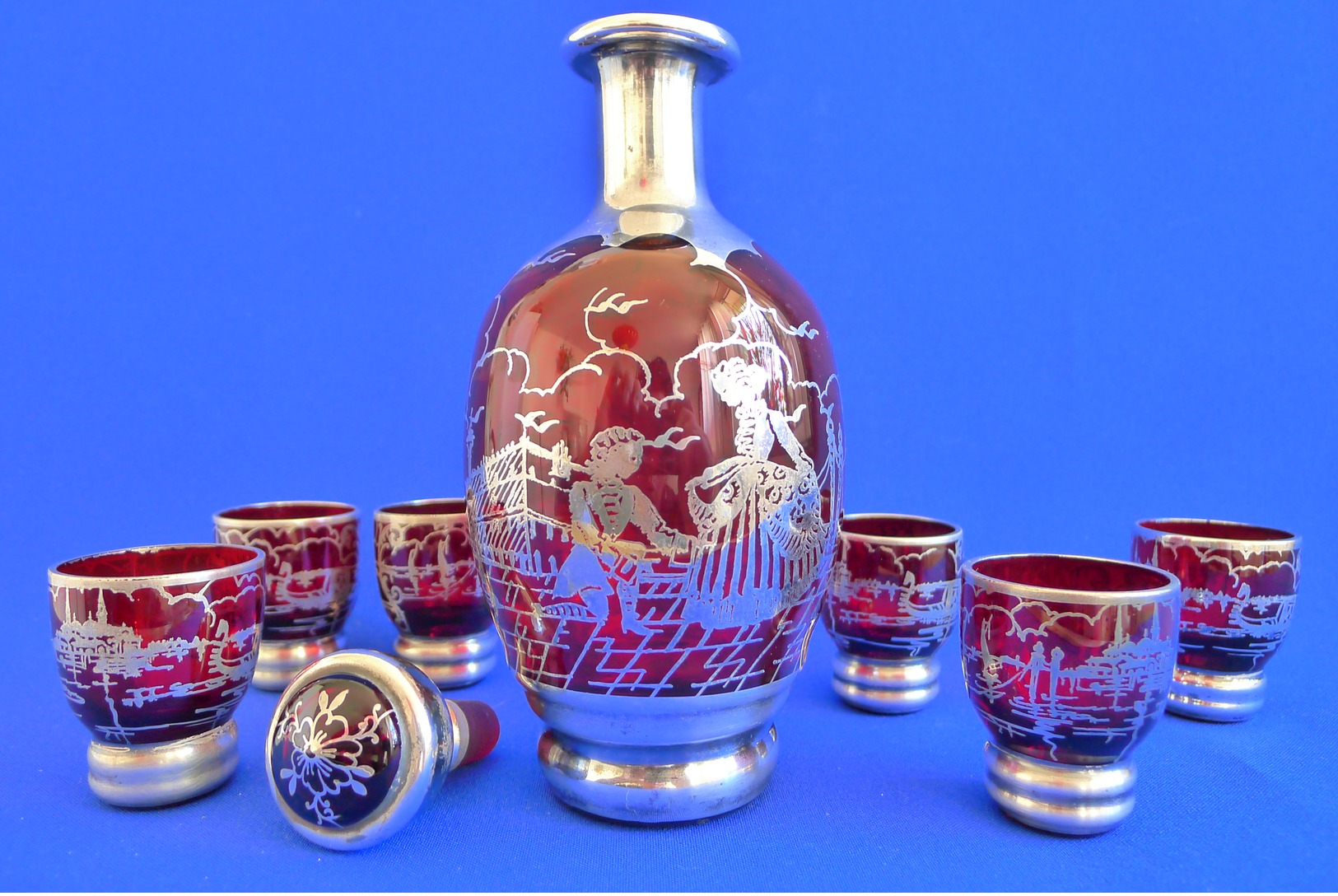 SERVICE LIQUEURS MURANO & ARGENT - Venise 1940 - Argenteria