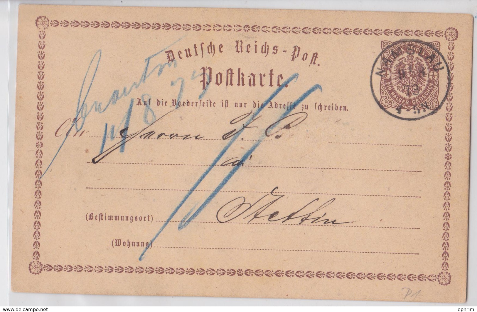 NAMYSLOW POLSKA NAMSLAU DEUTSCHE POLEN POSTKARTE 09.08.1873 ENTIER POLOGNE POLAND POSTCARD - Lettres & Documents