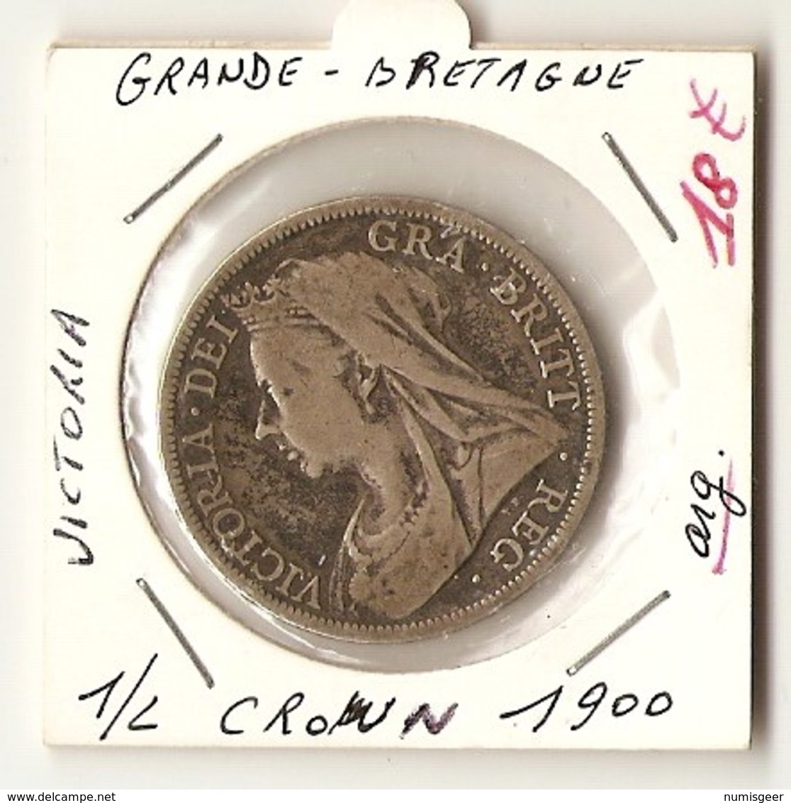 GRANDE BRETAGNE  - 1/2 CROWN 1900 ( Arg. ) VICTORIA - Altri & Non Classificati