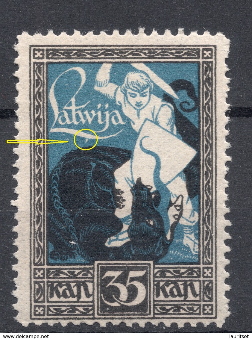 LETTLAND Latvia 1919 Michel 38 Abart Variety ERROR MNH - Lettonie